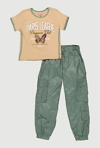 Girls Paris League Graphic Tee and Cargo Joggers