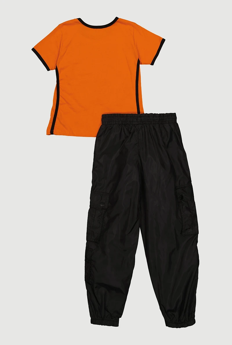 Girls Butterfly Brooklyn NY Graphic Tee and Cargo Joggers