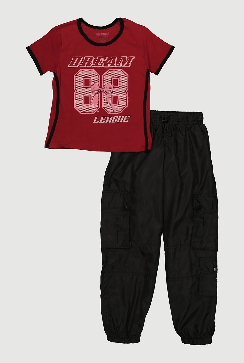 Girls Dream League 88 Graphic Tee and Cargo Joggers