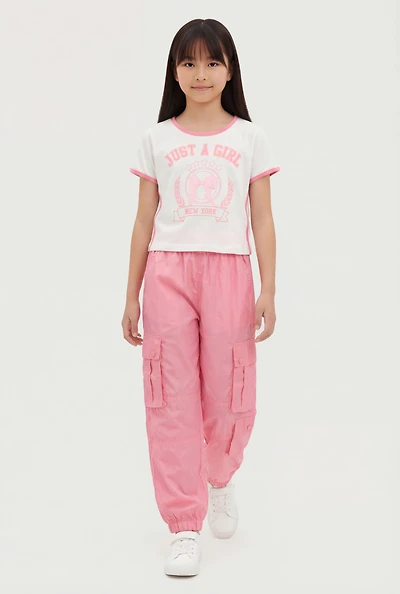 Girls Just A Girl Graphic Tee and Cargo Joggers