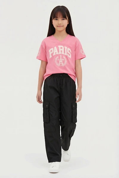 Girls Paris 1789 Graphic Tee and Nylon Cargo Pants Set