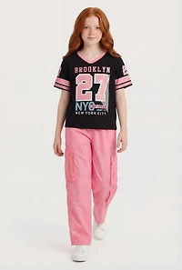 Girls Brooklyn 27 Graphic Tee and Nylon Cargo Pants Set