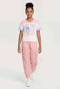 Girls Grl Pwr 43 Graphic Tee and Nylon Cargo Joggers Set