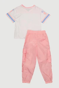 Girls Grl Pwr 43 Graphic Tee and Nylon Cargo Joggers Set