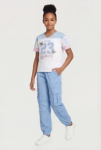 Girls 23 Butterfly Graphic Tee and Nylon Cargo Joggers Set