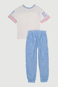 Girls 23 Butterfly Graphic Tee and Nylon Cargo Joggers Set
