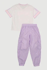 Girls Paris League 88 Football Tee and Cargo Parachute Joggers