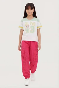 Girls Grl Pwr 43 Football Tee and Cargo Parachute Joggers