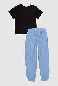 Girls New York Graphic Tee and Cargo Parachute Joggers