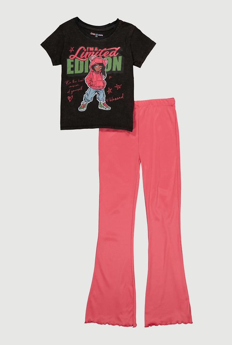 Girls Limited Edition Graphic Tee and Flare Pants