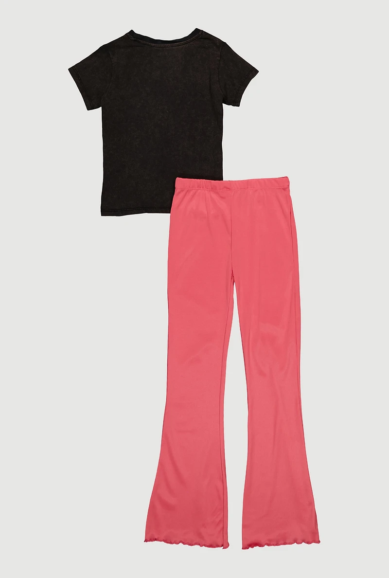 Girls Limited Edition Graphic Tee and Flare Pants