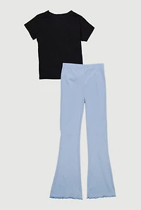 Girls Mineral Wash New York Graphic Tee and Flare Pants