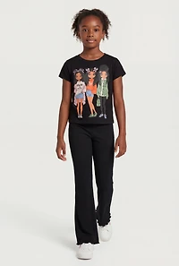 Girls Graphic Tee and Lettuce Edge Flare Pants