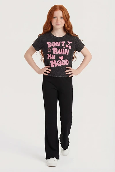 Girls Dont Ruin My Mood Graphic Tee and Flare Leg Pants