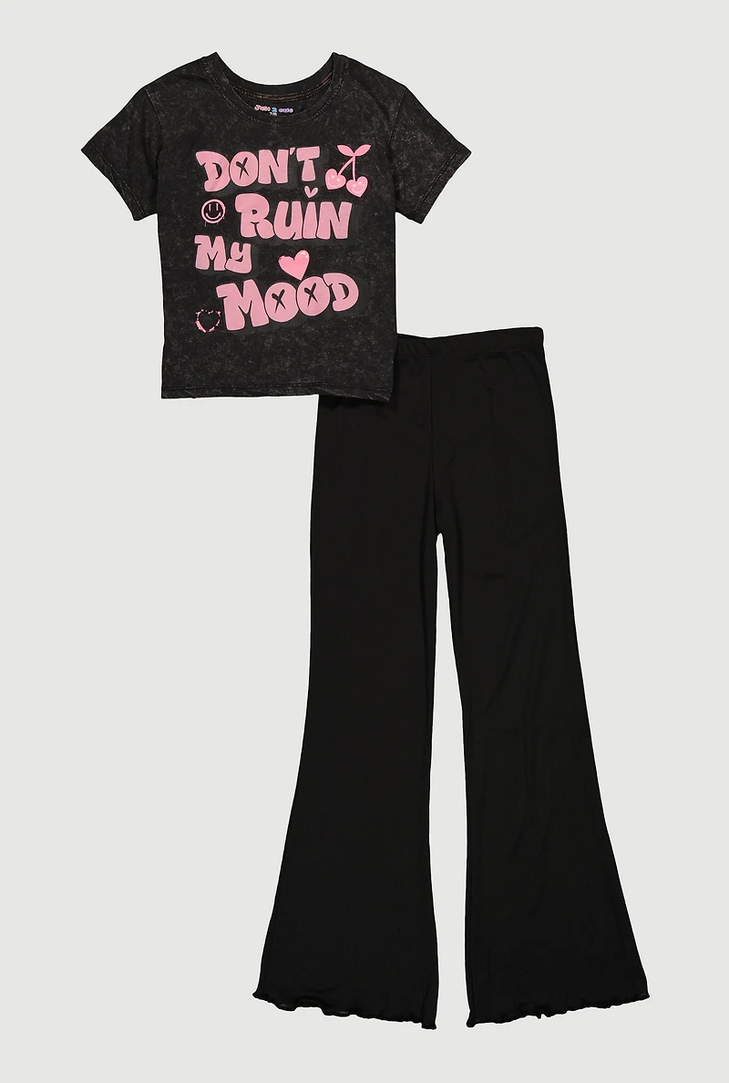 Girls Dont Ruin My Mood Graphic Tee and Flare Leg Pants