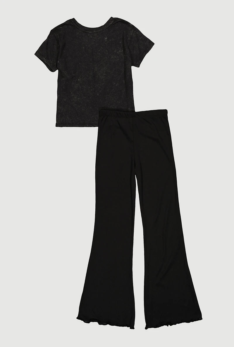 Girls Dont Ruin My Mood Graphic Tee and Flare Leg Pants