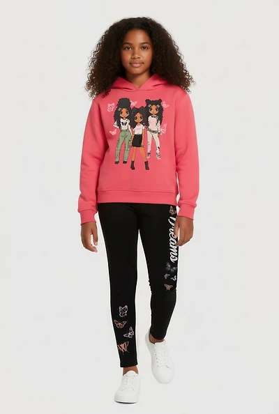 Girls Graphic Hoodie and Dreams Leggings
