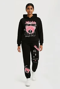 Girls Dream Teddy Graphic Hoodie and Sweatpants Set