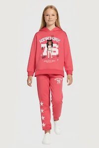 Girls New York 76 Graphic Hoodie and Sweatpants Set