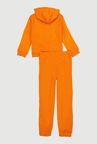Girls New York 76 Graphic Hoodie and Sweatpants Set, Orange, Size 7-8