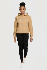 Girls Acid Wash Royalty Graphic Hoodie and Leggings