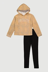 Girls Acid Wash Royalty Graphic Hoodie and Leggings