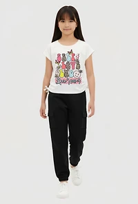 Girls Self Love Club Graphic Tee and Cargo Sweatpants Set