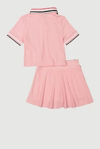 Little Girls B Initial Butterfly Graphic Polo Shirt and Skort, Pink, Size 6X