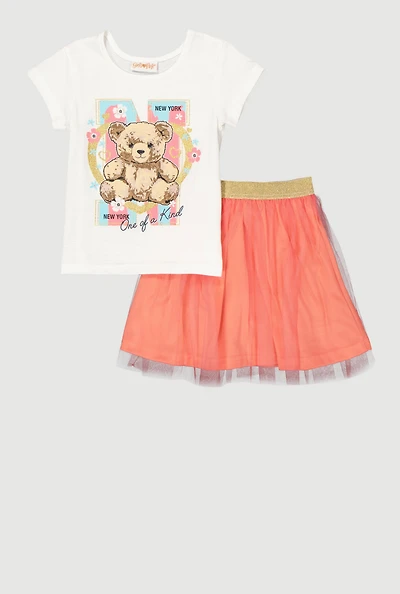 Little Girls One Of A Kind Graphic Tee and Tutu Skirt, Multi, Size 4