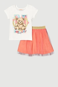 Little Girls One Of A Kind Graphic Tee and Tutu Skirt, Multi, Size 4