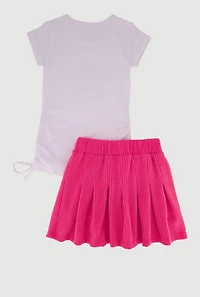 Little Girls Rhinestone Star Graphic Tee and Pleated Skort