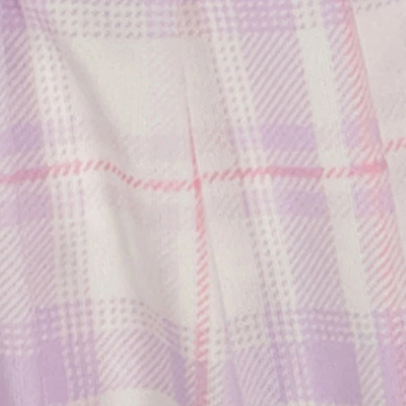 Little Girls Lets Go Graphic Tee and Plaid Skort