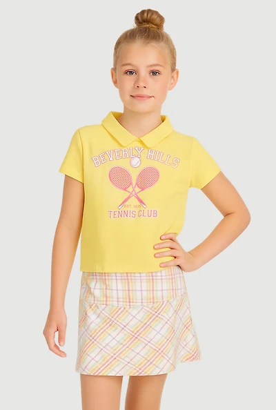 Girls Beverley Hills Top and Plaid Skort