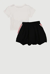 Girls 89 Graphic Patch Tee and Varsity Bubble Skort