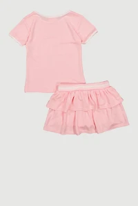 Girls Blessed 86 Graphic Activewear Mesh Tee and Ruffle Tiered Skort