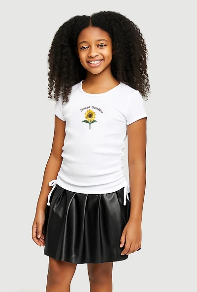 Girls Spread Sunshine Tee and Faux Leather Skirt