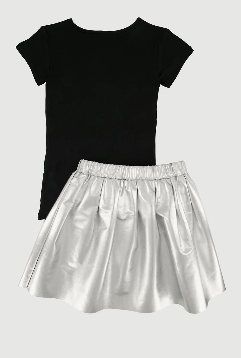 Girls Faith Over Fear Tee and Pleated Skirt