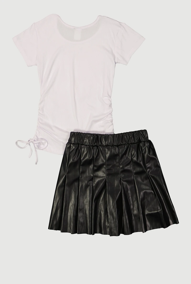 Girls Faith Over Fear Foil Graphic Tee and Pleated Skirt