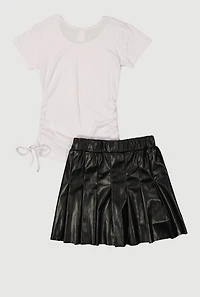 Girls Faith Over Fear Foil Graphic Tee and Pleated Skirt