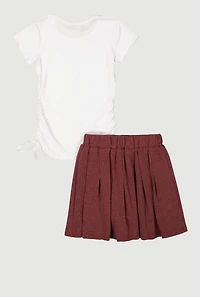 Girls Live Love Laugh Butterfly Graphic Tee and Pleated Skirt