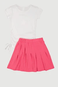 Girls Rhinestone Star Graphic Tee and Pleated Skort