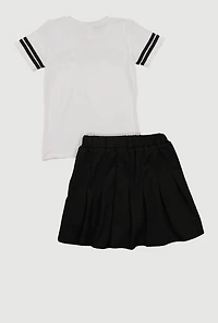 Girls Brooklyn Varsity Tee and Pleated Skirt