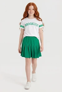 Girls Brooklyn Varsity Tee and Pleated Skirt
