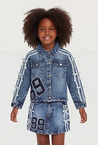 Little Girls 89 Acid Wash Denim Jacket