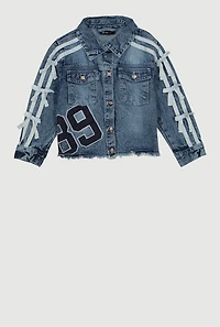 Little Girls 89 Acid Wash Denim Jacket