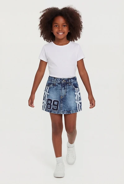 Little Girls 89 Acid Wash Denim Skirt