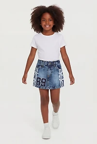 Little Girls 89 Acid Wash Denim Skirt