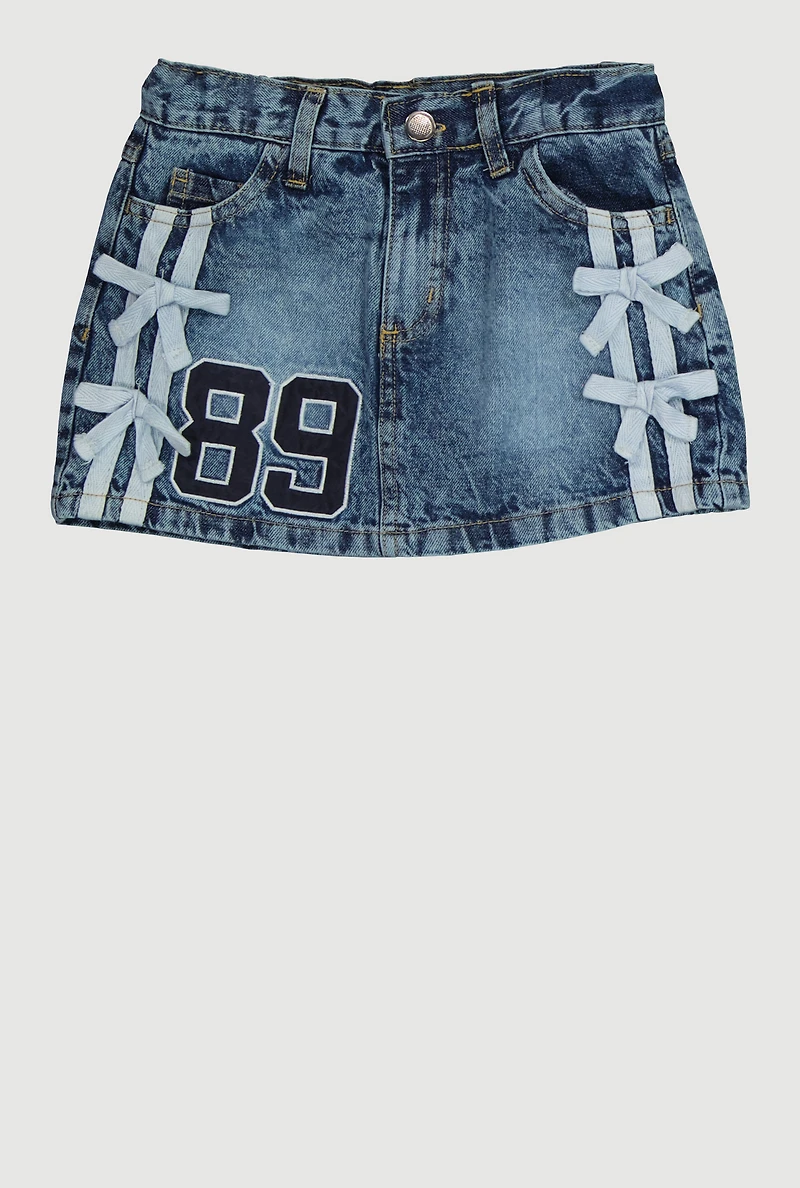 Little Girls 89 Acid Wash Denim Skirt
