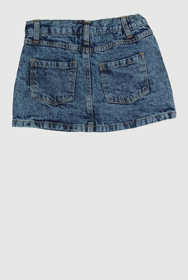 Little Girls 89 Acid Wash Denim Skirt