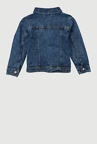 Little Girls Satin Bow Lace Up Detail Denim Jacket